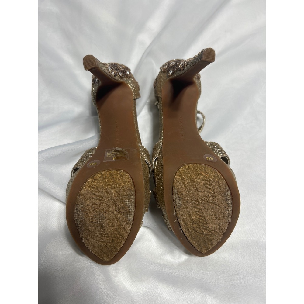 Gianni Bini Gold Glitter Jeweled Heels Platform Stiletto Party Shoes Size 6M - Picture 6 of 8